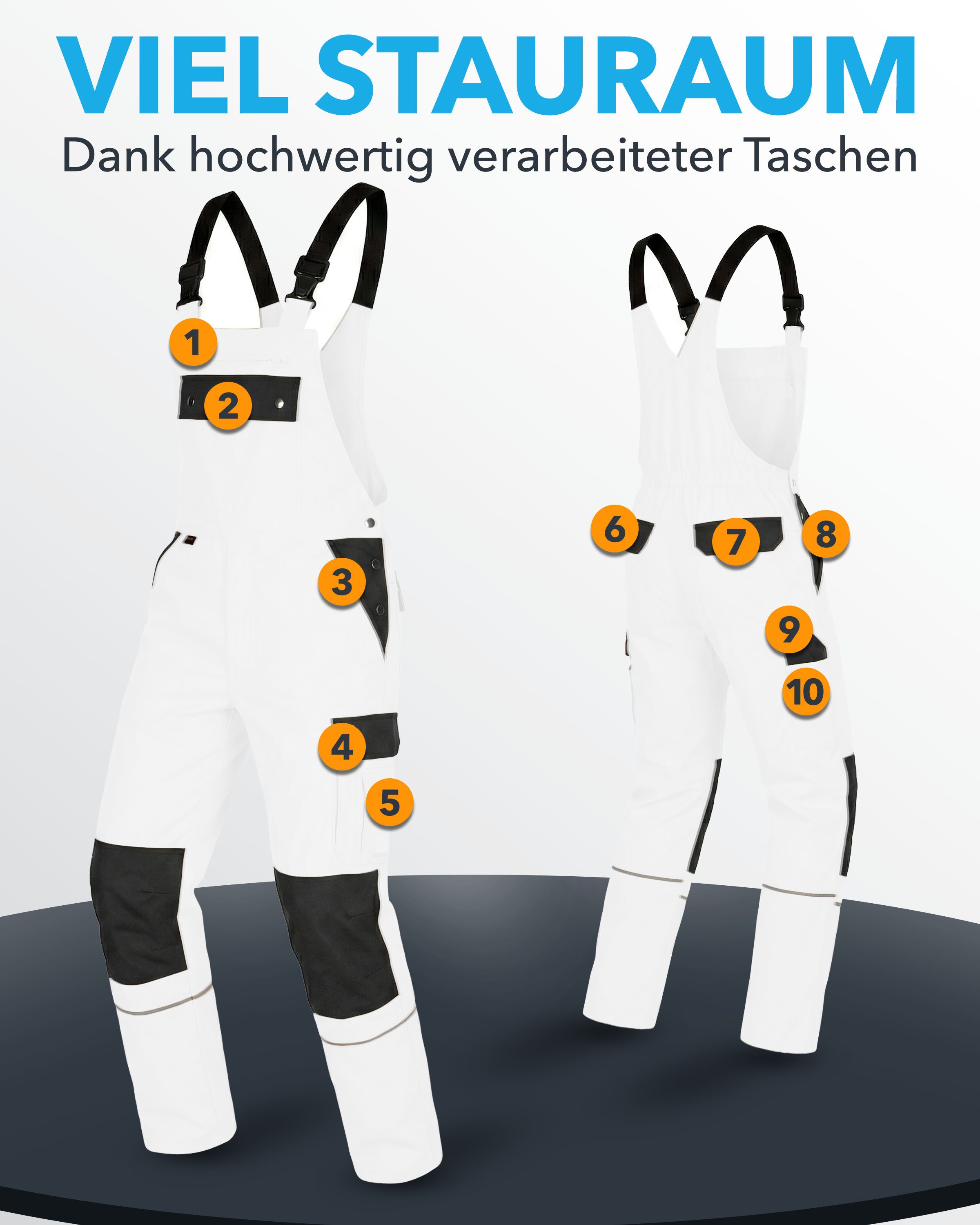 TMG International Arbeitslatzhose Latzhose Arbeitshose Cargohose Overall Blaumann