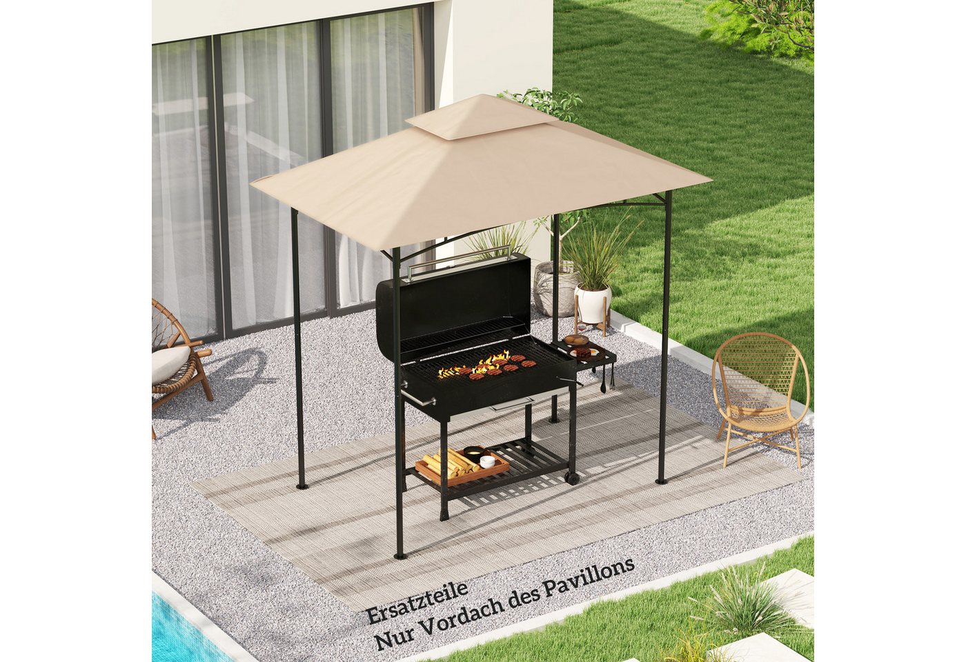 Thumbnail - Outsunny Pavillon-Ersatzdach nur Ersatzdach, doppelstöckig, wasserabweisend, 160 g/m², 244 x 152 cm (Überdachung, Schutz...