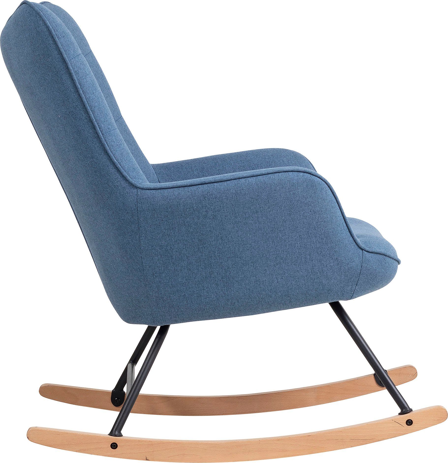 byLIVING Schaukelstuhl blau Cord moderne (1 St), oder Webstoff Holzkufe, mit Richie Metallbeine in erhältlich