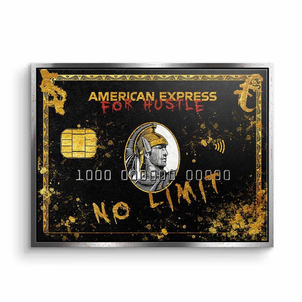 DOTCOMCANVAS® Leinwandbild American Express Hustler, Leinwandbild American Express Hustler schwarz gold mit premium Rahmen silberner Rahmen