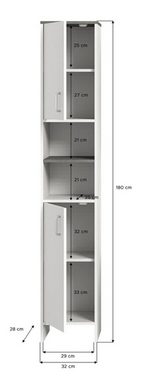 ebuy24 Badmöbel-Set Los Angeles Hochschrank Bad 2 Türen, 2 Ablagen we