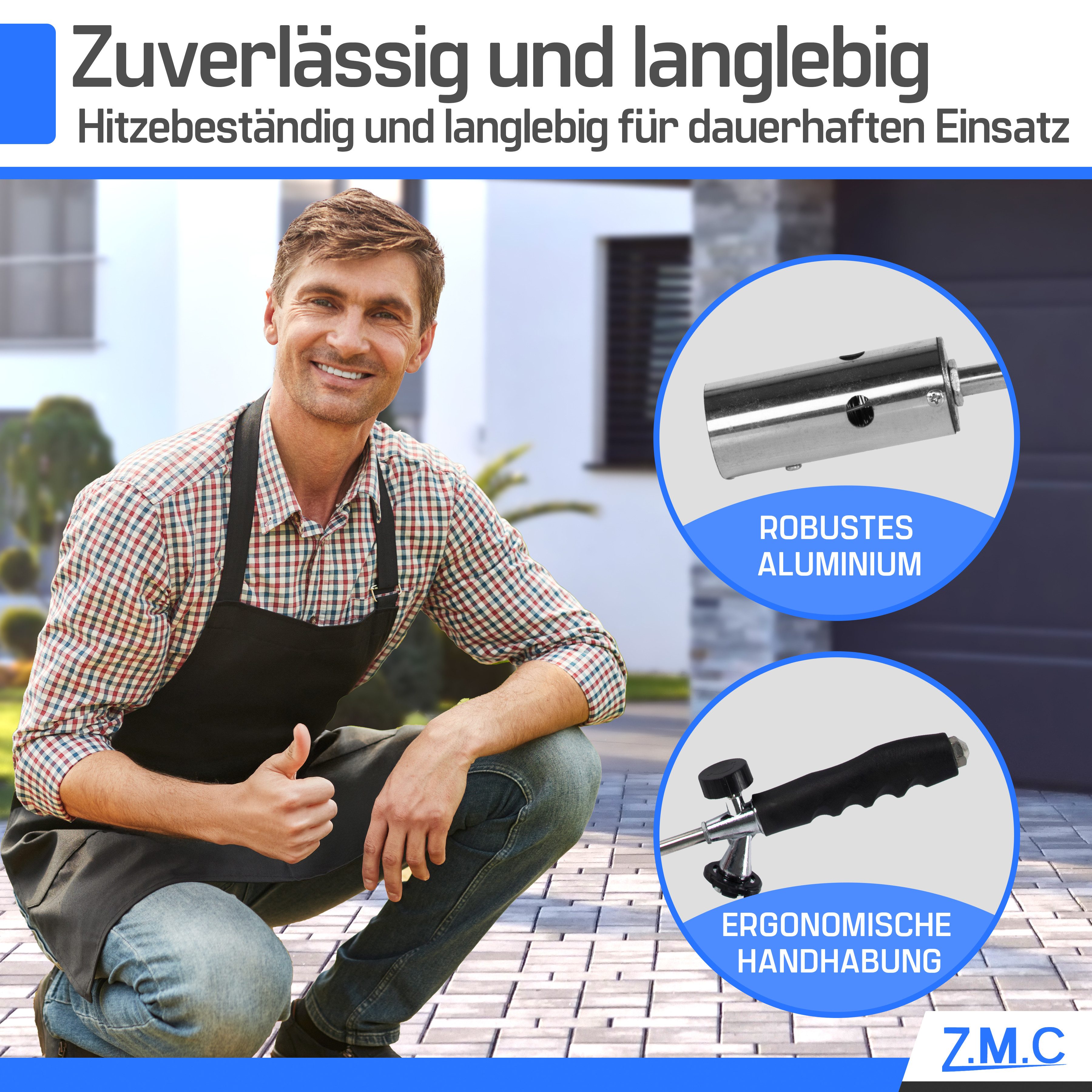 ZMC Flambierbrenner Unkrautvernichter Unkrautbrenner Unkrautreiniger Gasbrenner Gasanzünde, (mit Piezo-Zündung Temperatur bis zu 1300 ° C / Leistung: 2,5 kW, mi – Bild 4 von 5
