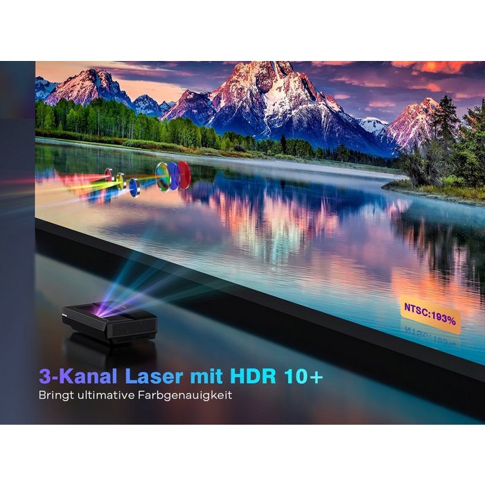 Bomaker Beamer-4K UHD Laser TV Projektor Beamer (2500 lm 15000:1 3840 x 2160 px 2500 ASNI Lumen mit 3 Farbe Licht) ZN9979