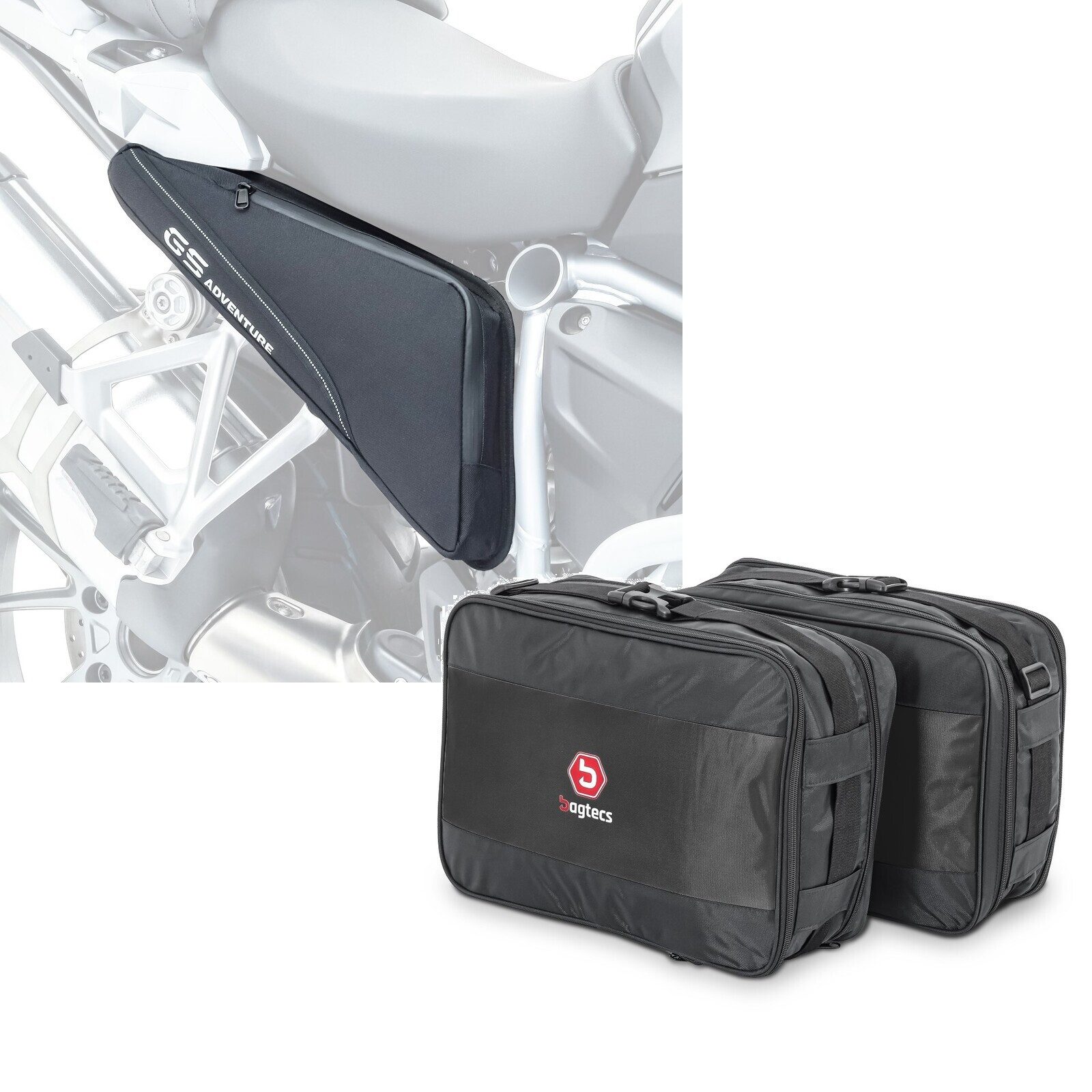 Bagtecs Reisetasche Set: Rahmentaschen passend für BMW R 1200 GS 04-18 # BF3 Zusatztaschen