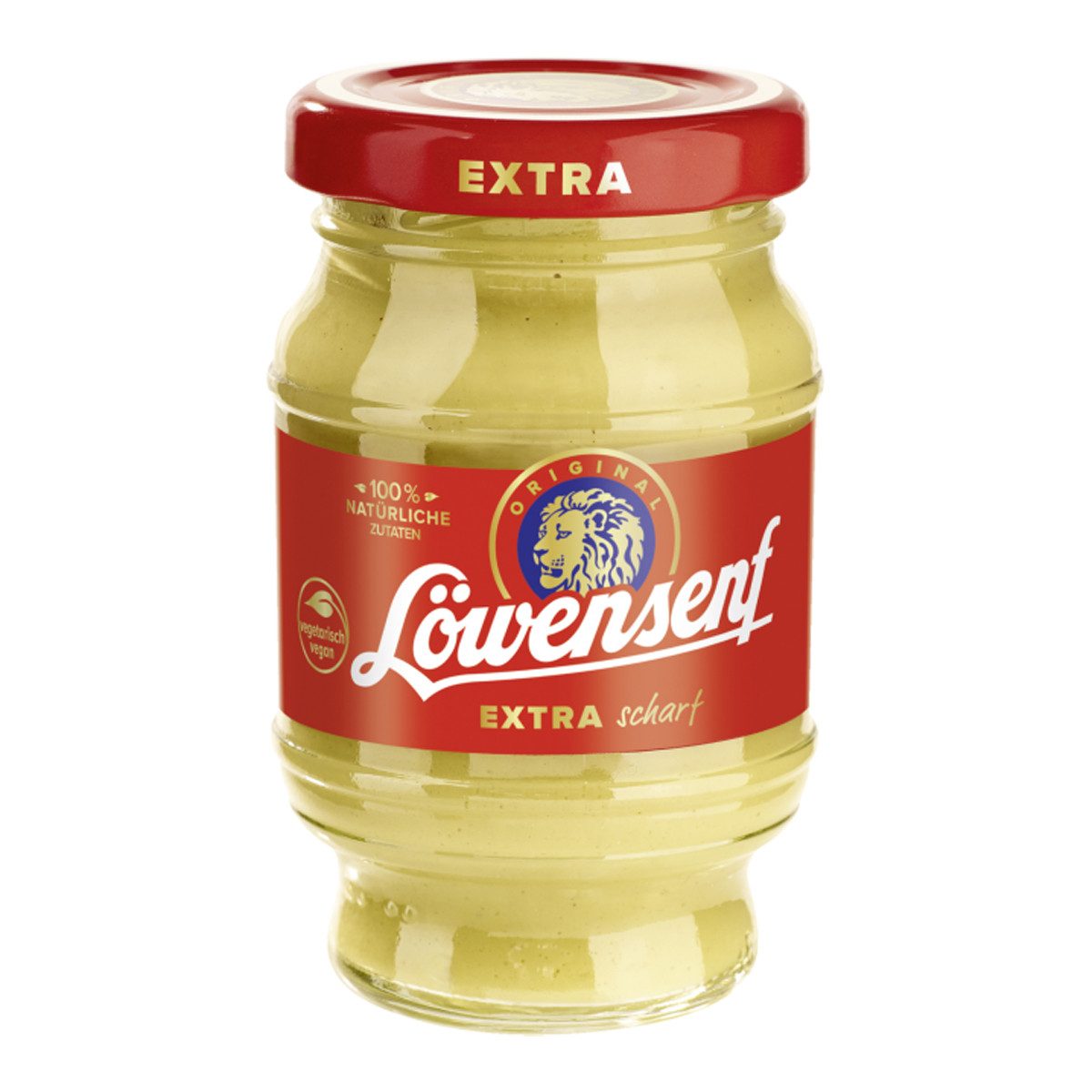 Löwensenf Saucen, Löwensenf extra scharf im Glas fein abgeschmeckt servierfertig 100ml