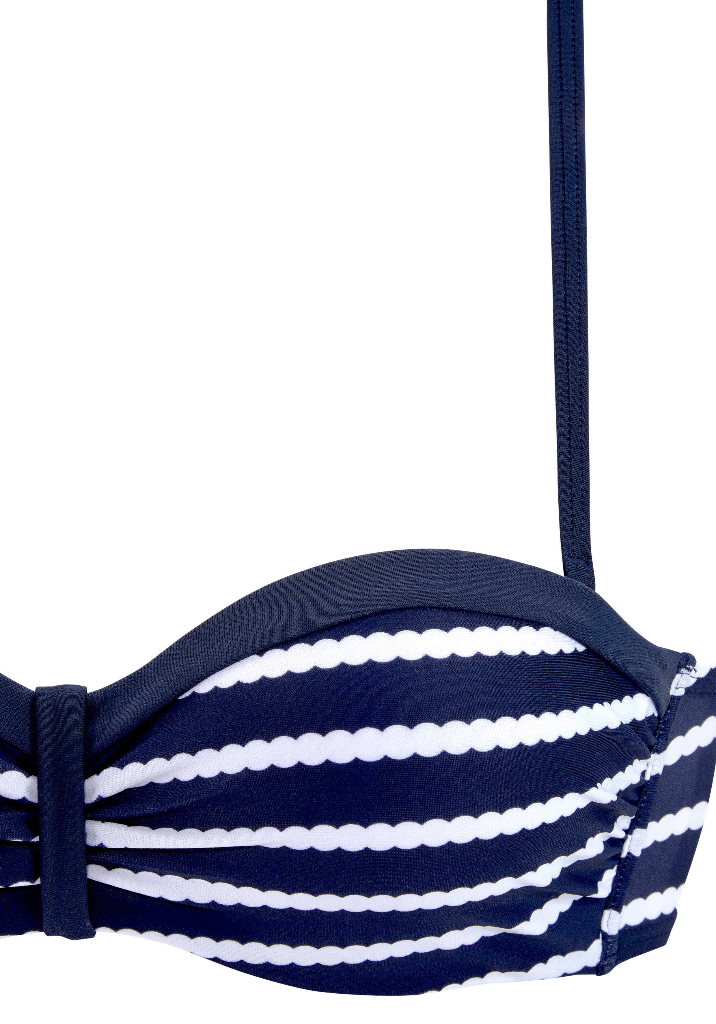 LASCANA Bügel-Bandeau-Bikini mit Trägervarianten marine-weiß