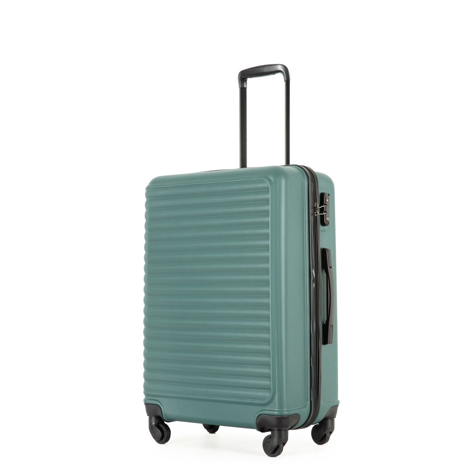 Flieks Hartschalen-Trolley, 4 Rollen, Koffer Handgepäcktrolley Reisekoffer, ABS-Material, TSA-Schloss Dunkelgrün