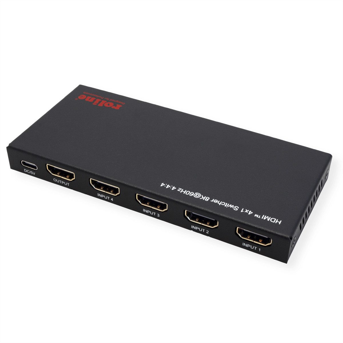 ROLINE 8K HDMI Switch, 4-fach Audio- & Video-Adapter, mit IR-Fernbedienung