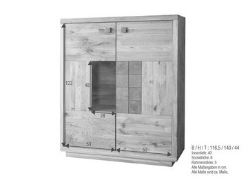 Woodroom Highboard Taos, Wildeiche Massivholz Oberfläche geölt, BxHxT 117x139x44 cm