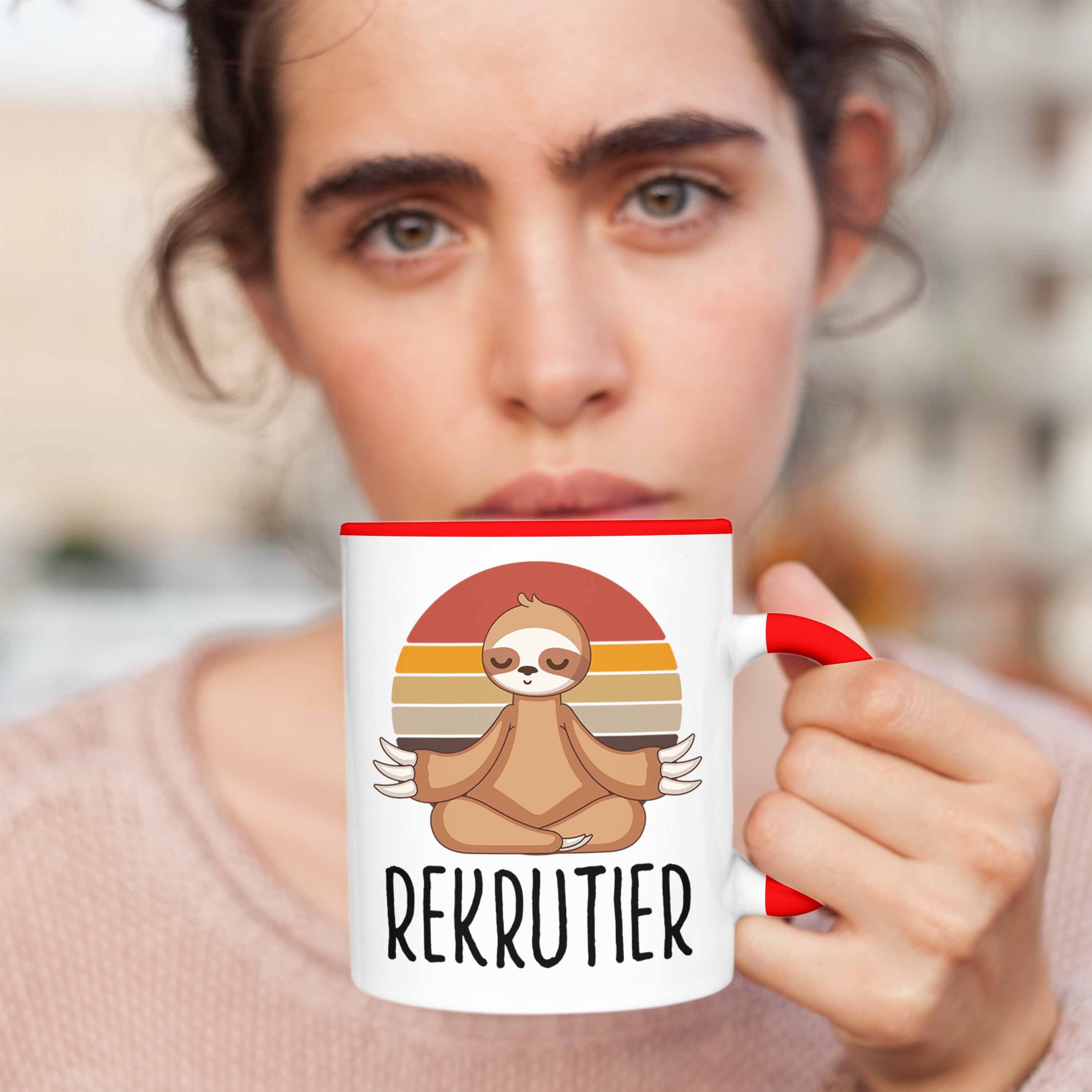 Lustiger Geschenk Trendation Faultier Rekrutier Personalreferent Tasse Recruiting Rot Tasse