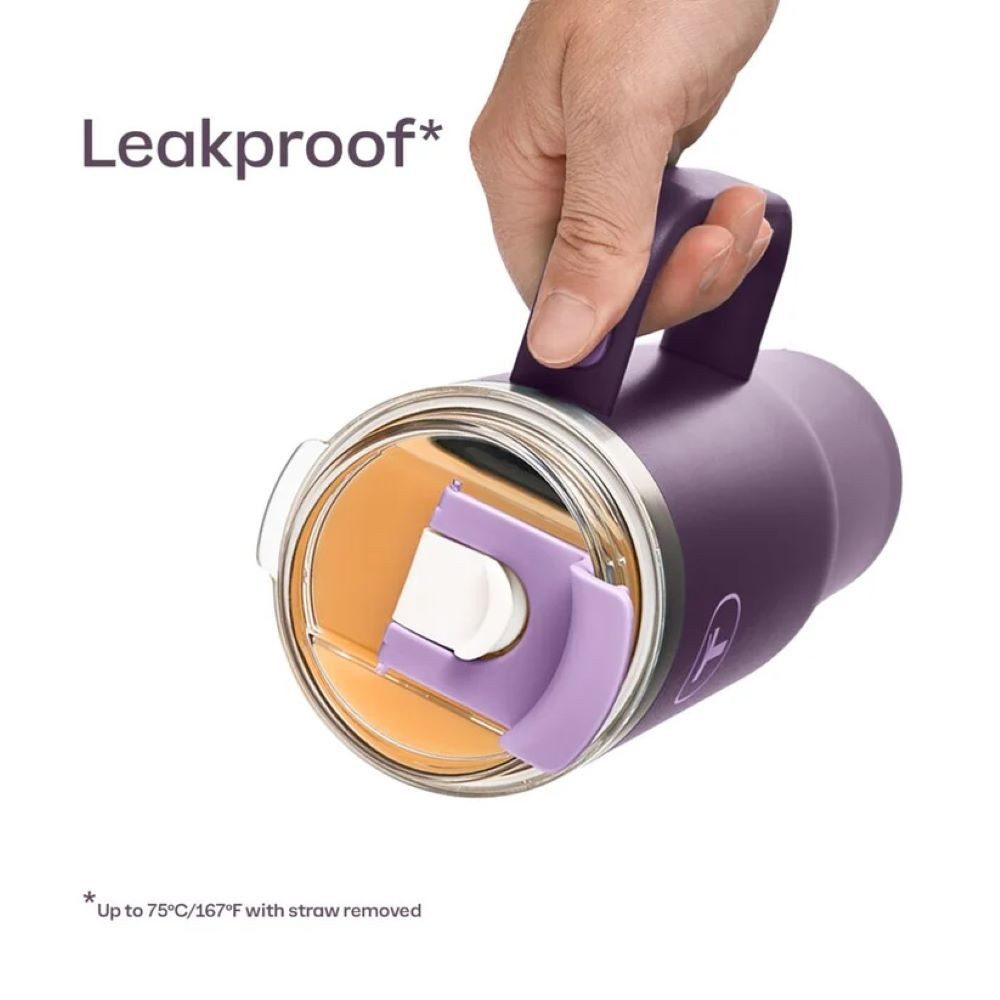 TUPPERWARE Thermobecher Tupperware® Big T Tumbler 1,1l Brombeere inkl. Trohhalmbürste