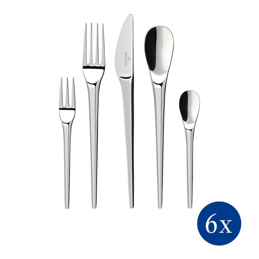 Villeroy & Boch Besteck-Set NewMoon Tafelbesteck, 30-teilig (30-tlg), 6 Personen, Edelstahl, Edelstahl, 30 Stck, spülmaschinenfest, Made in Germany