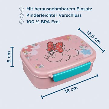 Scooli Lunchbox Brotzeitdose & Trinkflasche, Minnie Mouse, Kunststoff, (Set, 2-tlg), mit Trinkflasche