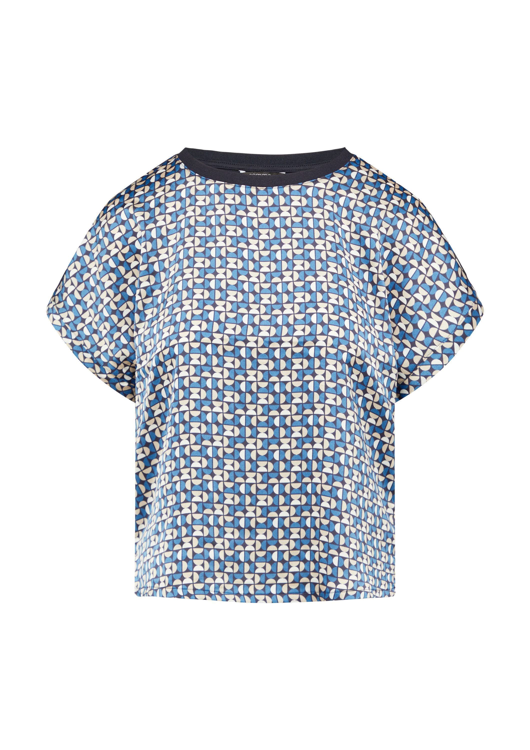 comma Kurzarmshirt T-Shirt Gemustertes T-Shirt im Fabricmix günstig online kaufen