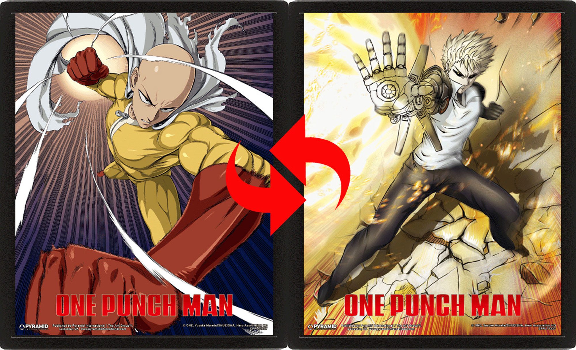 Poster One Punch Man - 3D Poster A4 - Saitama and Genos
