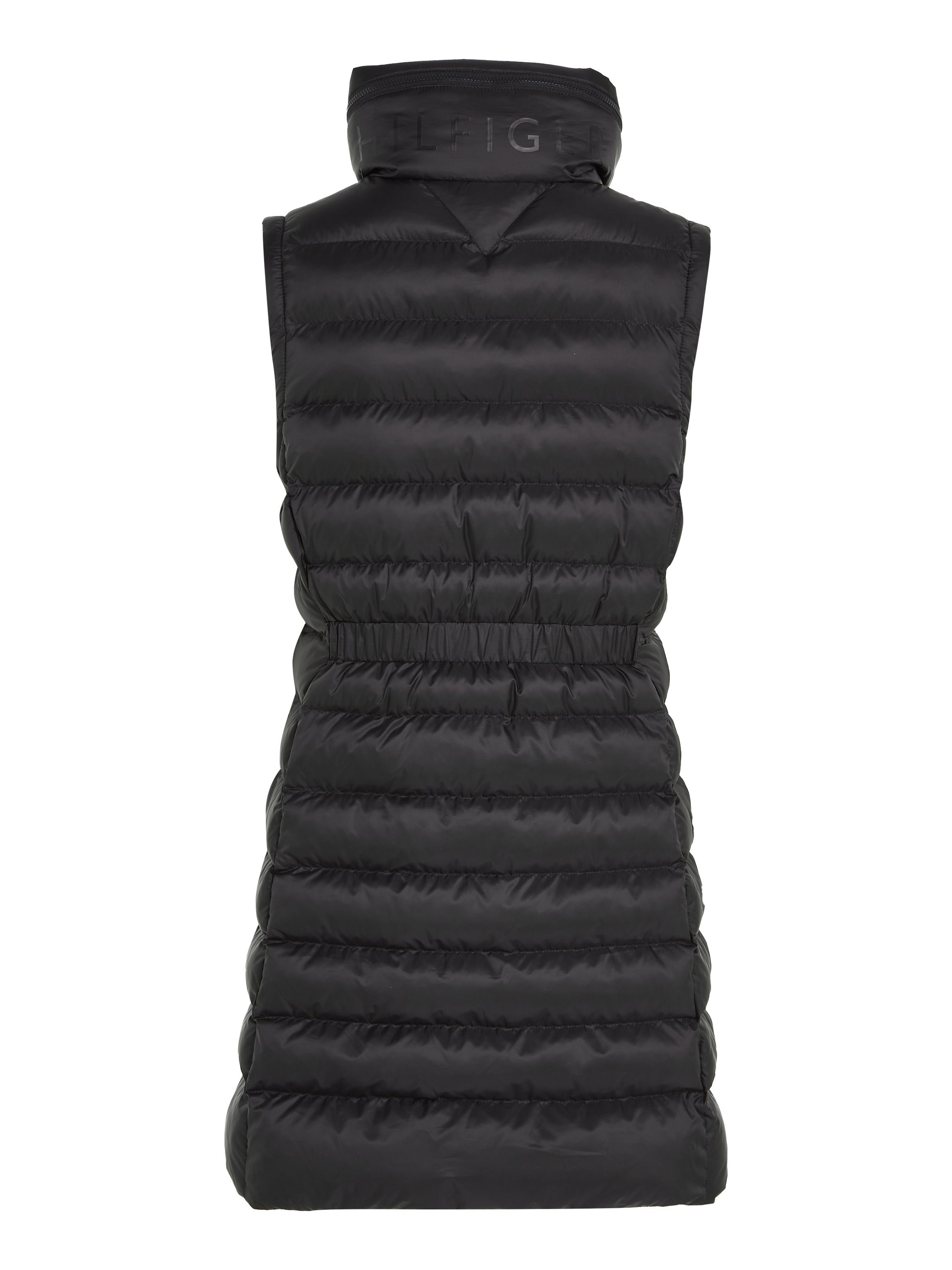 Hilfiger langer 2-Wege-Reißverschluss in GLOBAL LONG Tommy Black Form STR modischer, MW VEST mit PADDED Steppweste