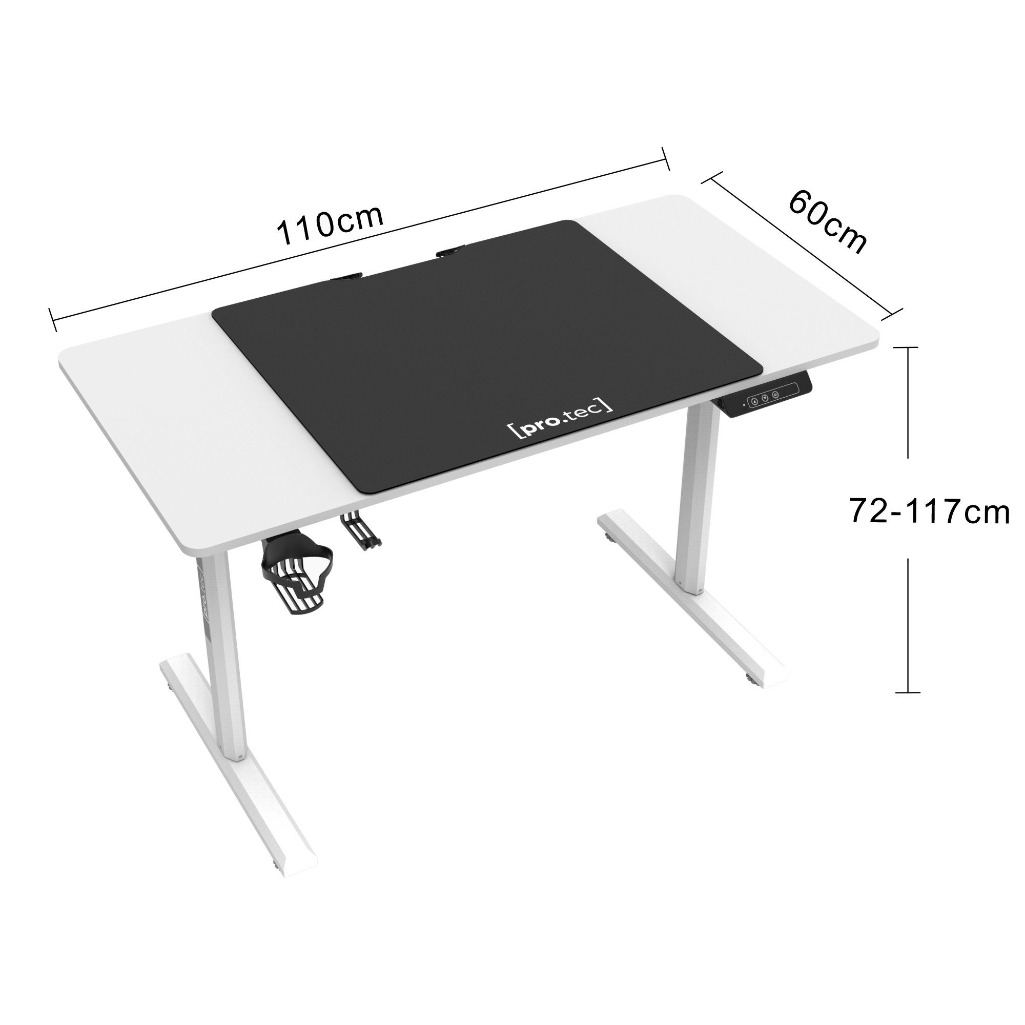 pro.tec Computertisch, »Pomona« Elektrisch Höhenverstellbarer 110x60cm Weiß Schreibtisch