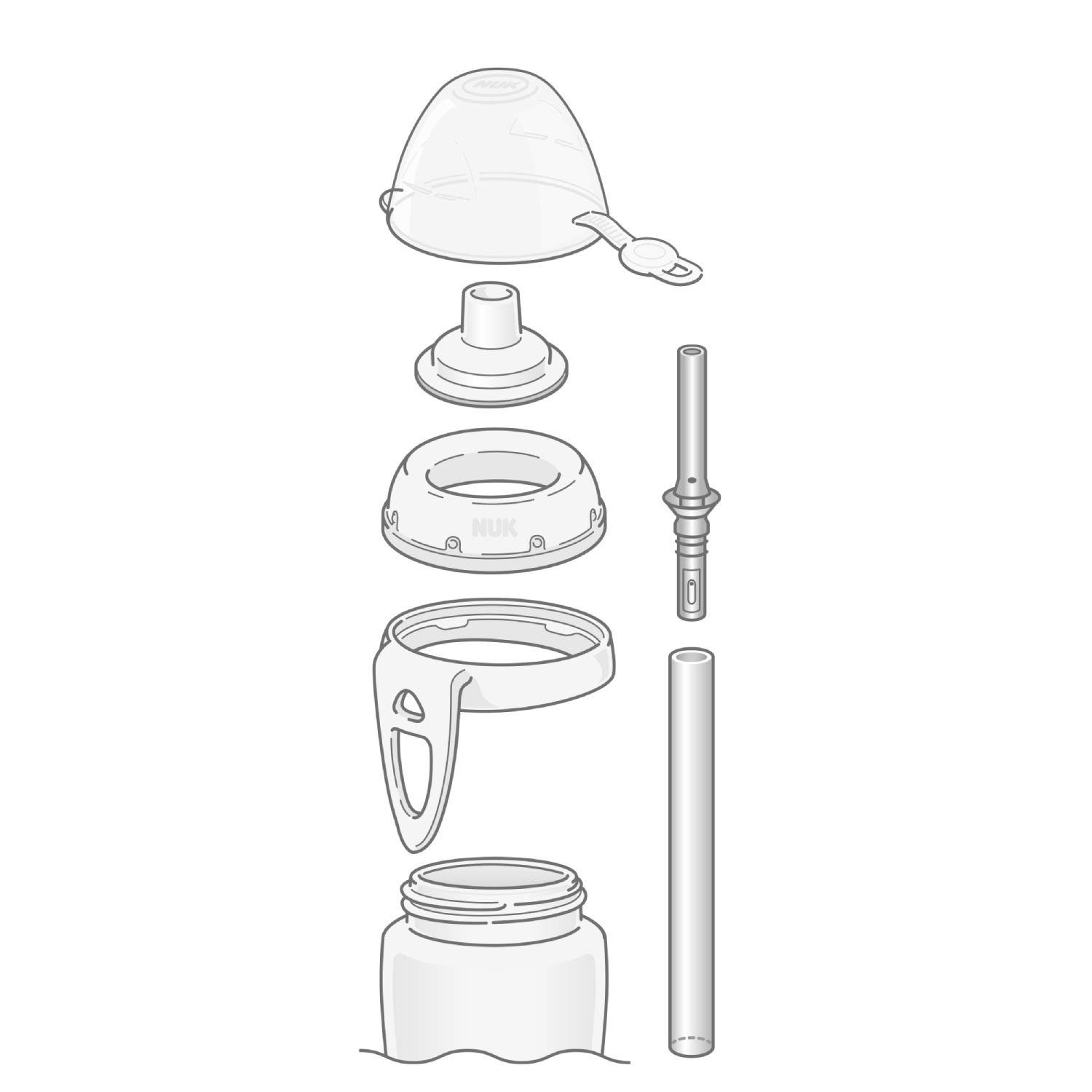 NUK Babyflasche NUK Flexi Cup Trinklernflasche mit Trinkhalm, 300ml, Bagger (grün)