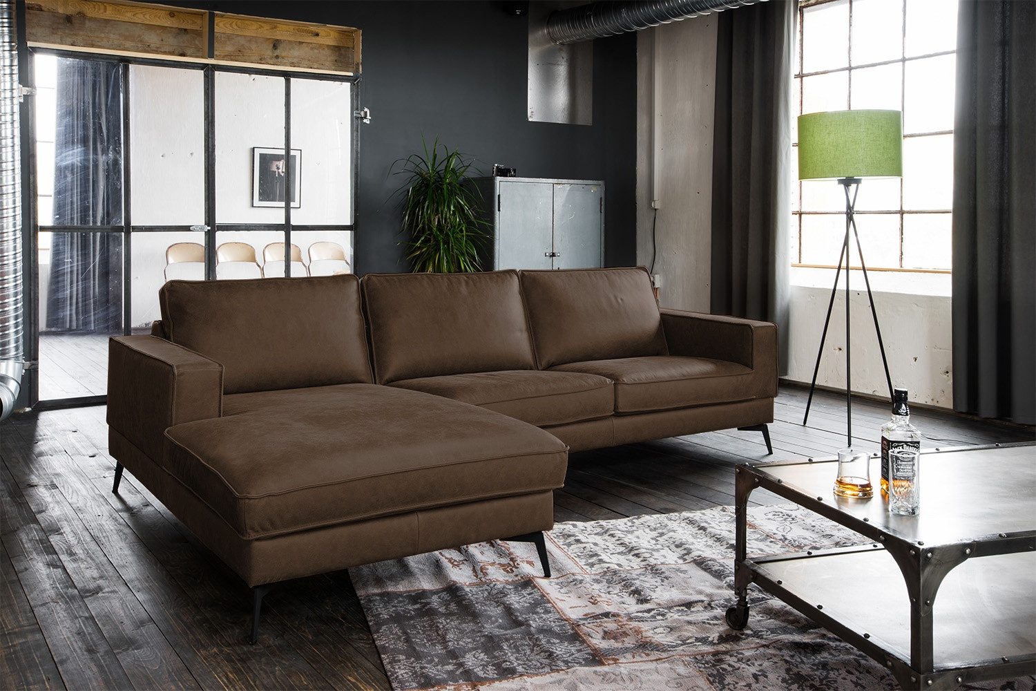 KAWOLA Ecksofa BLOOM, Couch L-Form rechts oder links Leder verschiedene Farben 276x177 cm