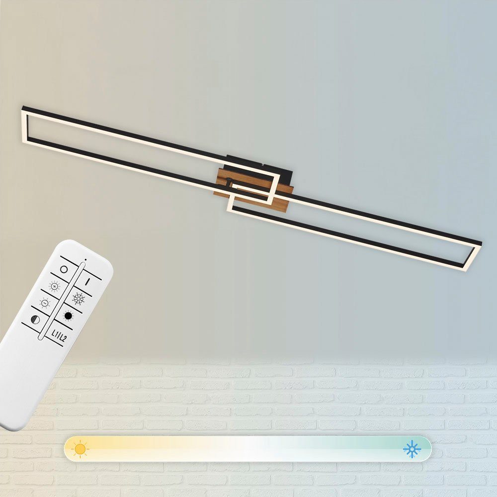 Briloner Leuchten LED Deckenleuchte 3145014 FRAME, CCT - über Fernbedienung, Nachtlichtfunktion, Timerfunktion, LED fest integriert, Kaltweiß, Neutralweiß, Tageslichtweiß, Warmweiß, Deckenlampe, 110x24,8x8,5cm, Schwarz, 40W, Wohnzimmer, Schlafzimmer