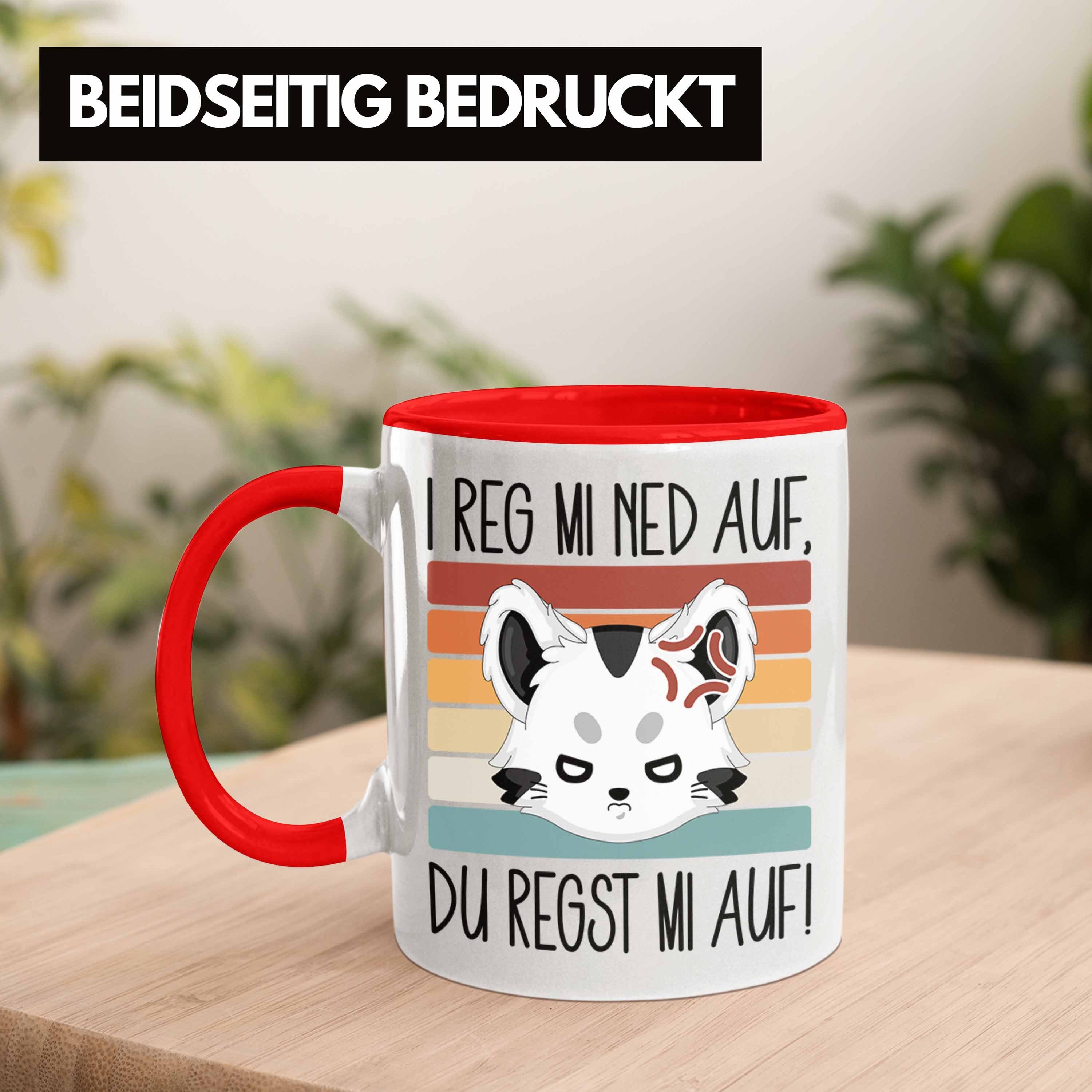 Geschenkid Auf Trendation Du Ned I Tasse Mi Regst Mi Reg Tasse Katzen Rot Auf Kaffee-Becher