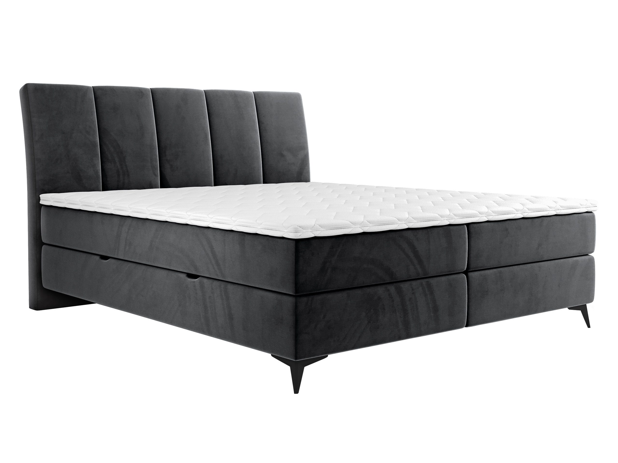 MIRJAN24 Boxspringbett Forever (mit 2 Bettkästen, Gasdruckfedern, Bonellfederkernmatratzen + Topper), Kopfteil gesteppt und gepolstert
