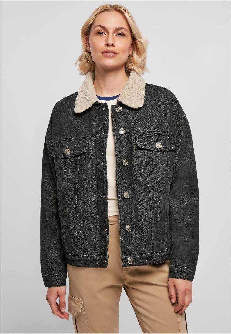 Outdoorjacke Ladies Oversized Sherpa Denim Jacket Damen Jeans-Jacke