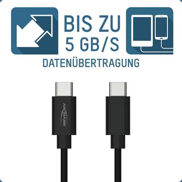 ANSMANN AG USB C auf USB C Kabel 2m - schnellladefähig (PD 60W) + synchronisieren Smartphone-Kabel, (200 cm)