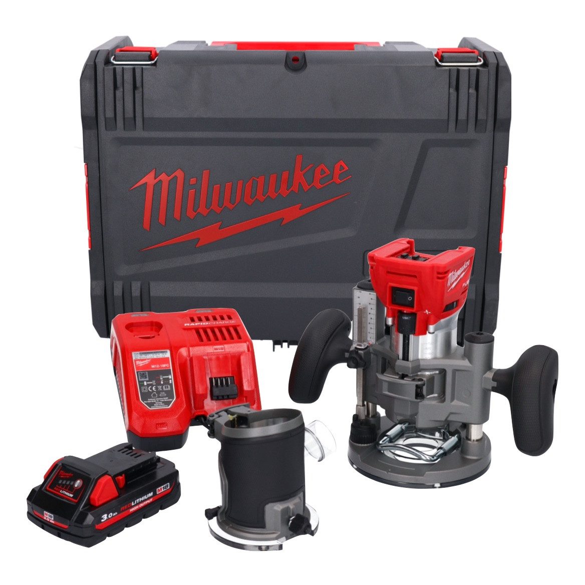 Milwaukee Oberfräse M18 FTR-301X Akku Fräse 18 V Brushless + 1x Akku 3,0 Ah + Ladegerät