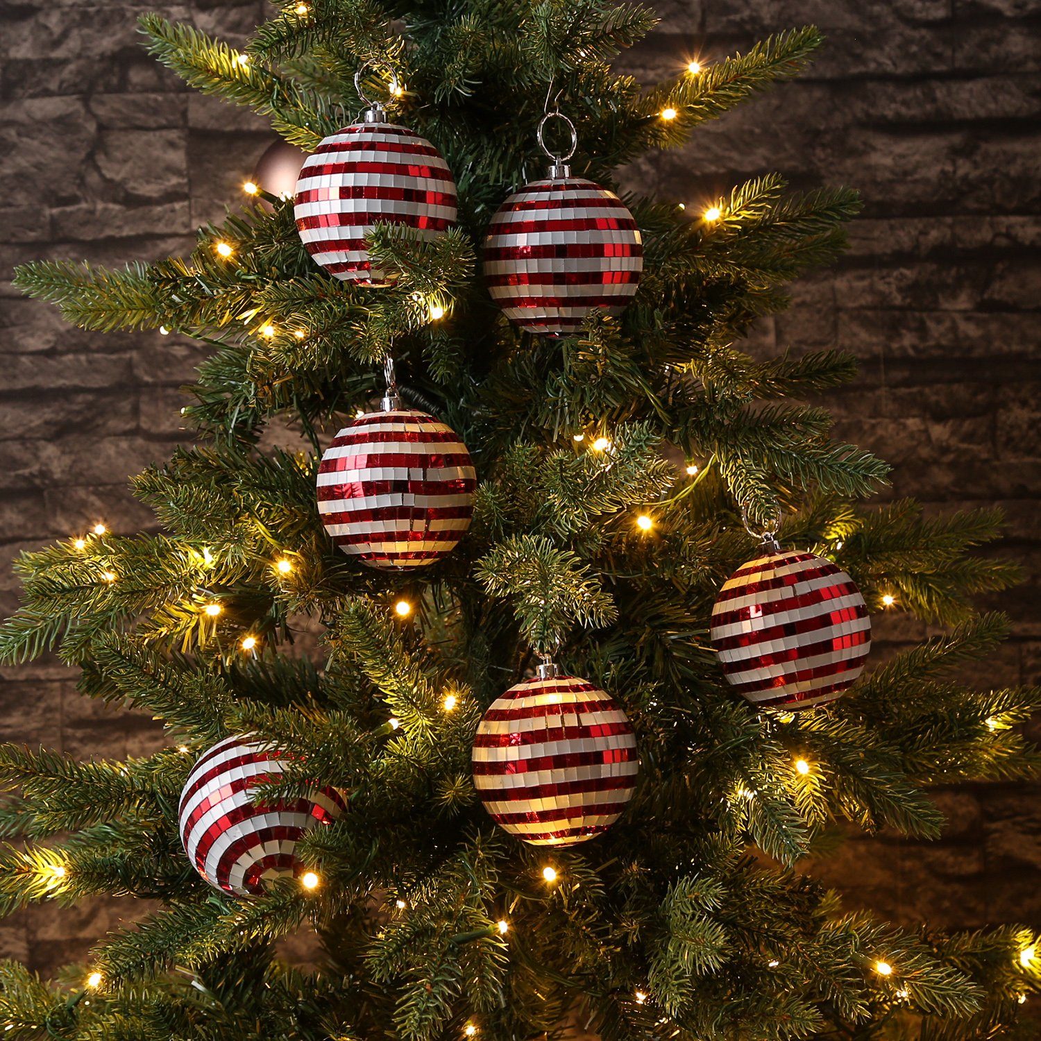MARELIDA Weihnachtsbaumkugel Weihnachtsbaumschmuck Discokugel Spiegelkugel Baumkugel 8cm 6er Set (6 St)