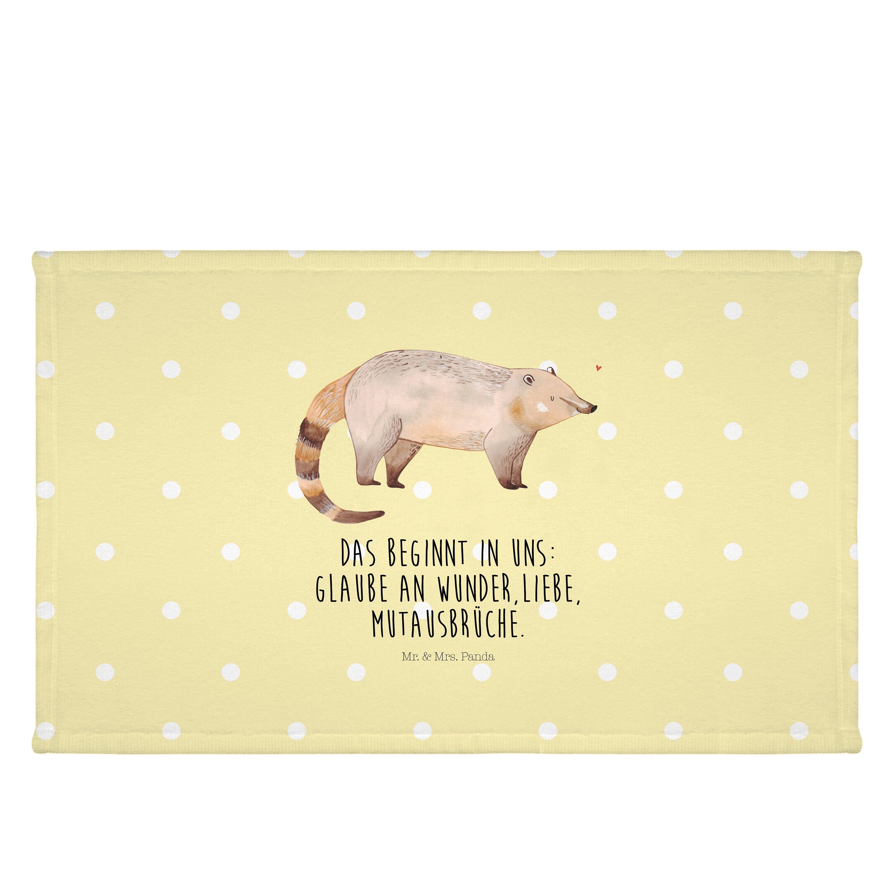 Mrs. - Sprüch, (1-St) & groß, lustige Handtücher, Geschenk, Pastell Gelb Nasenbaer Handtuch Mr. - Panda