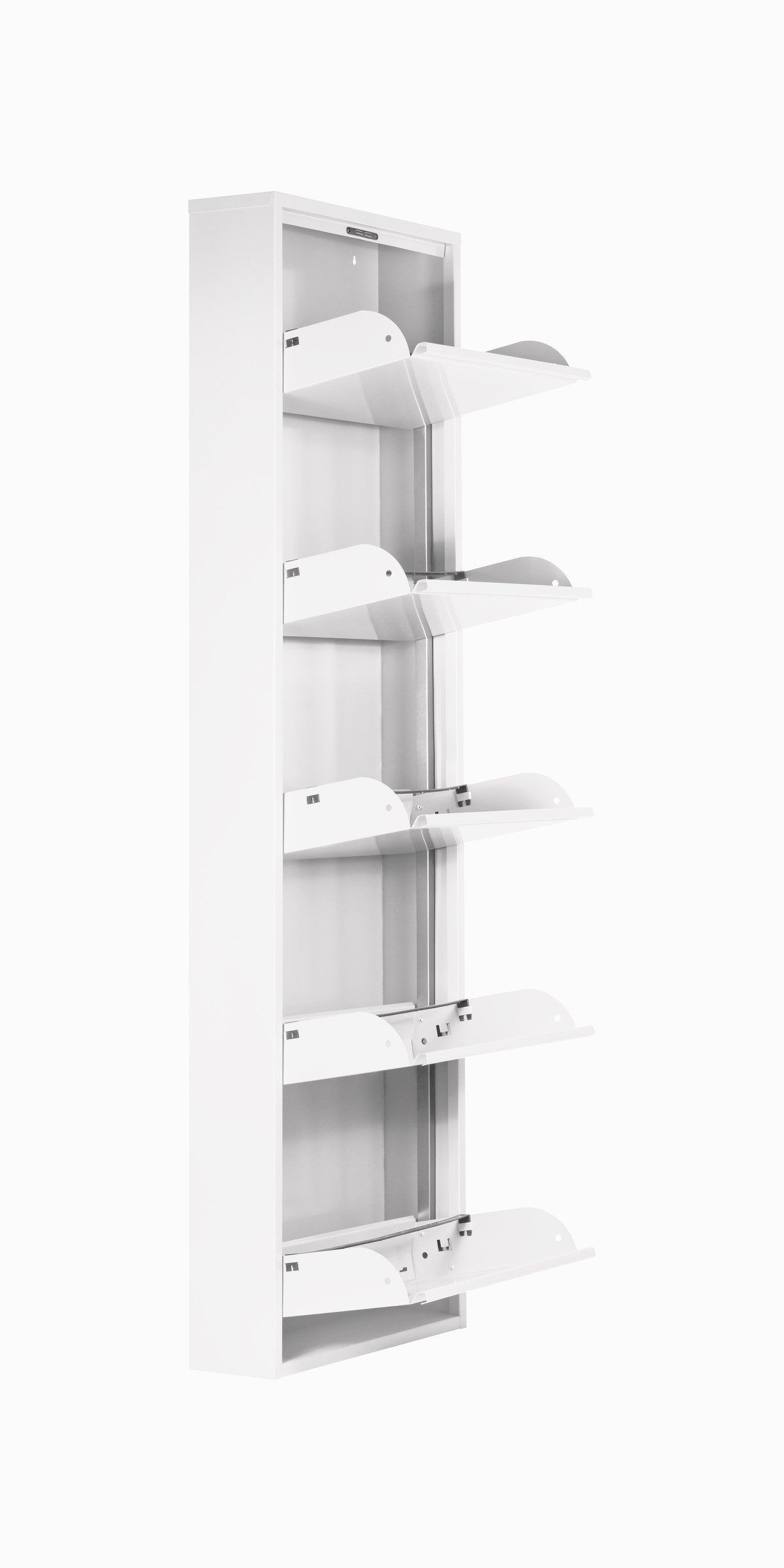 PREISBRECHER Schuhkipper WIT, in Weiß, Lackiert, Metall montiert - 50x172x15cm (BxHxT)