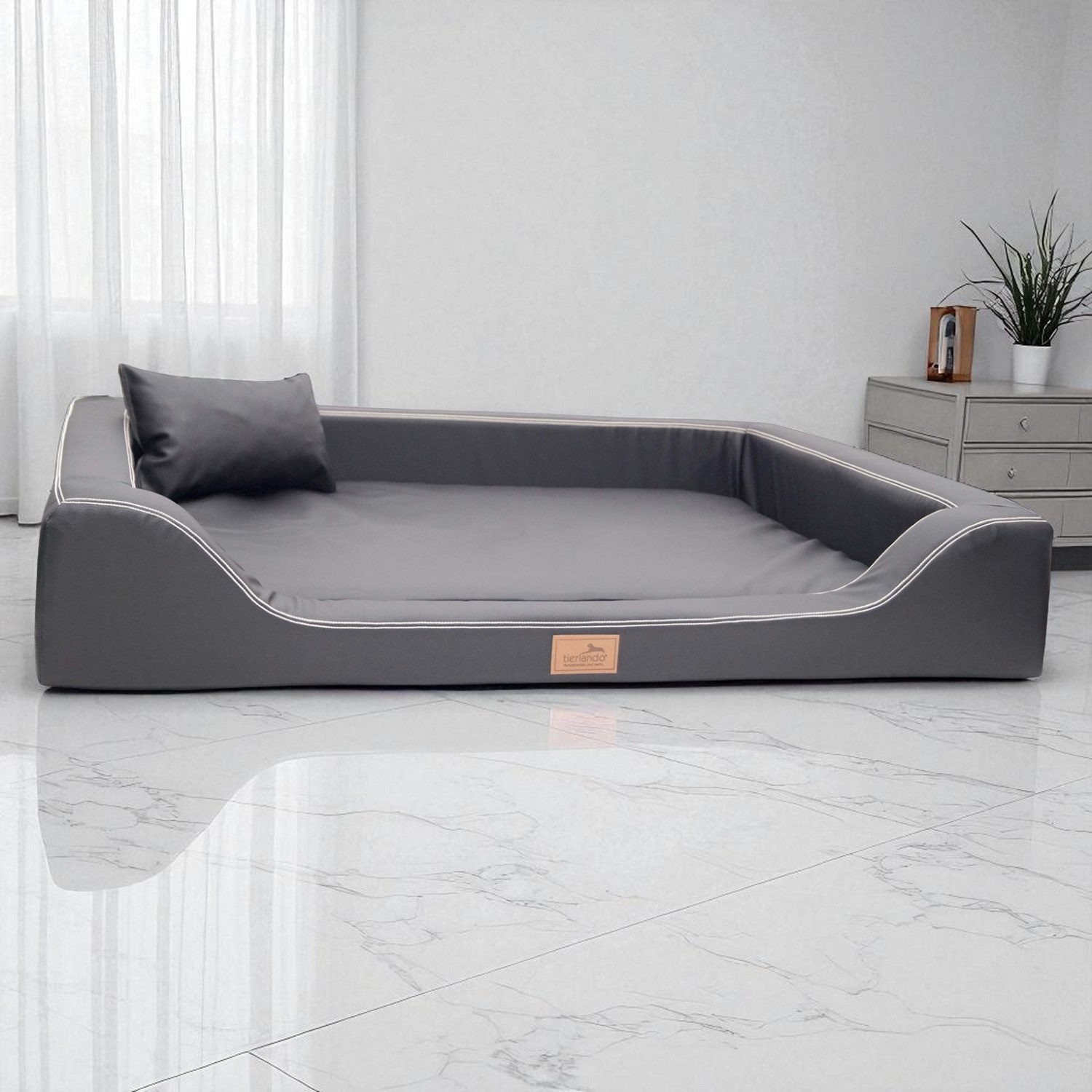 tierlando® Tierbett tierlando® Orthopädisches LUXUS-Hundebett MELODY LATEX Anti-Haar Kunst