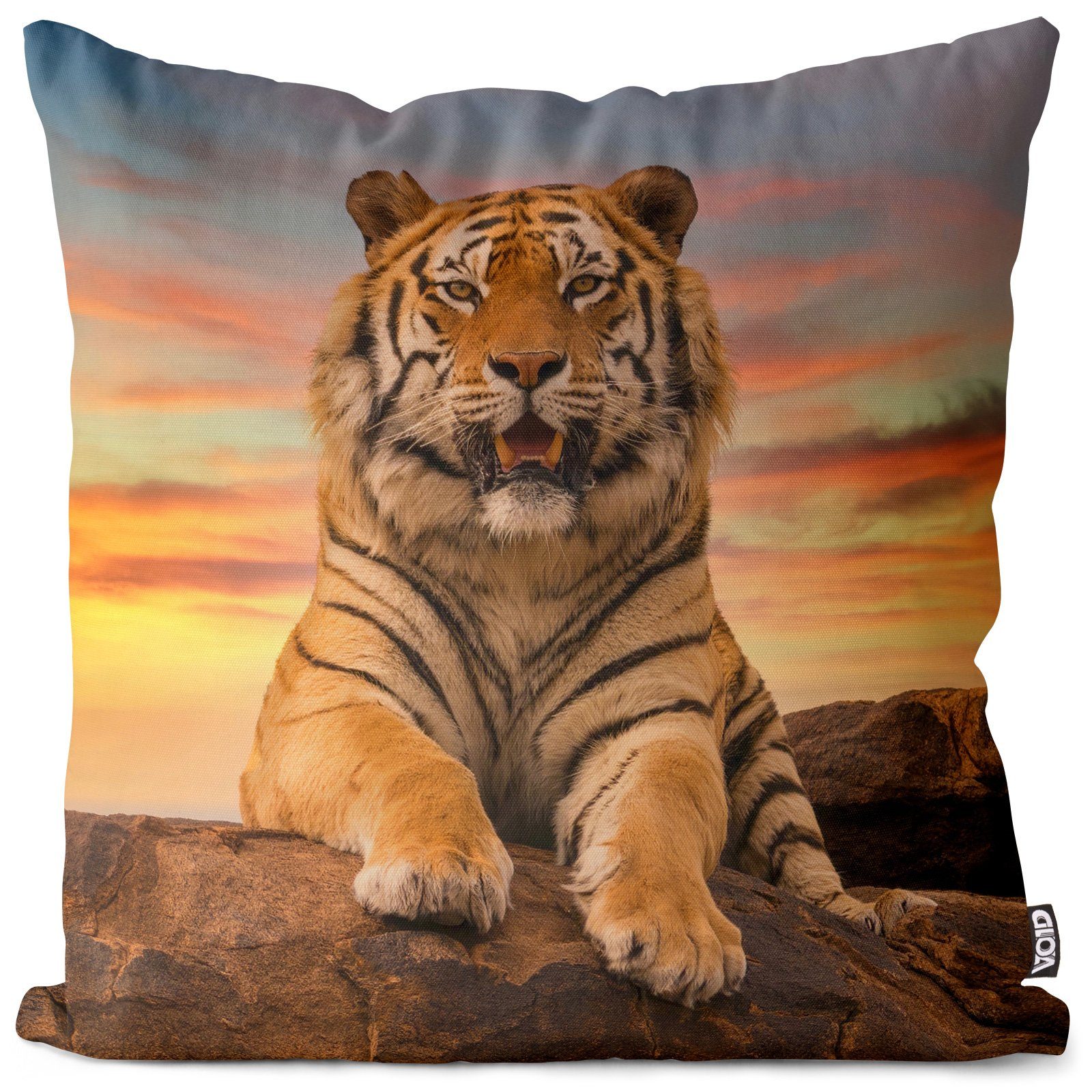 Kissenbezug, VOID (1 Stück), Sofa-Kissen Bengalischer Tiger Kissenbezug  Tiger Katze Raubkatze Urwald Dschungel Safari Af | Kissenbezüge