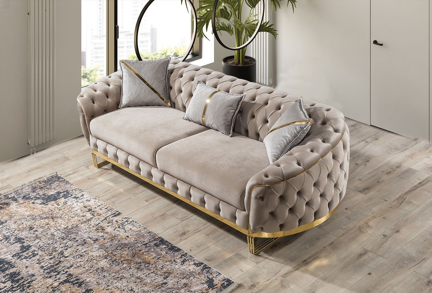 2-Sitzer, Villa Fairy, Turkey, Beige in Möbel handgefertigt Sofa Stk. Made Quality 1