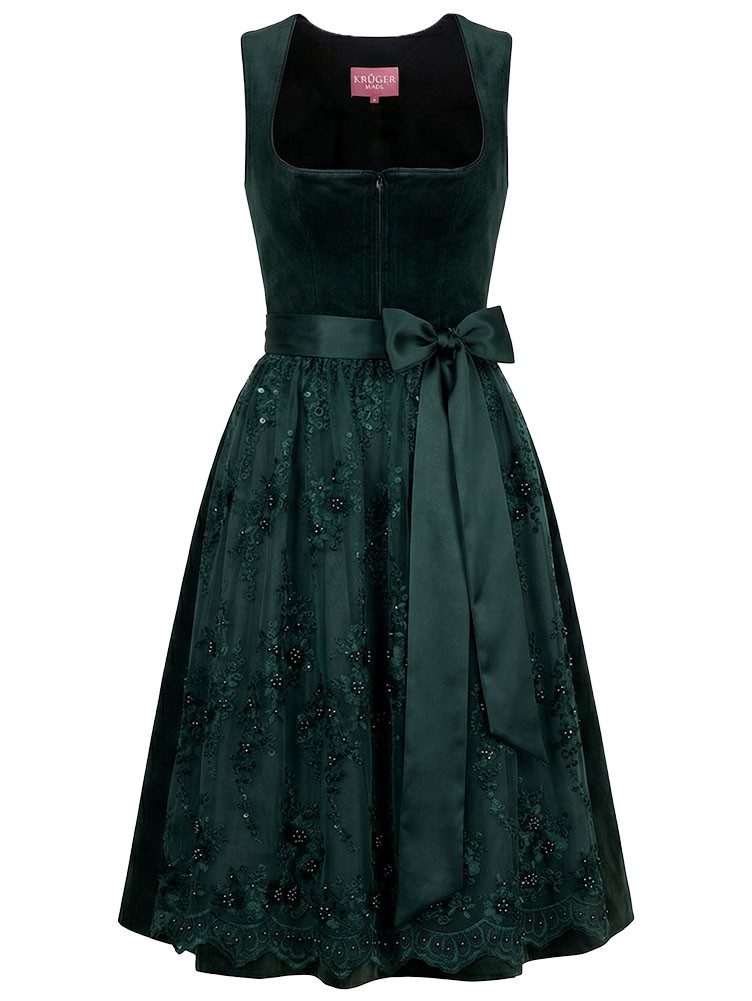 Krüger Madl Dirndl Dirndl Lovira 70cm Länge dunkelgrün günstig online kaufen