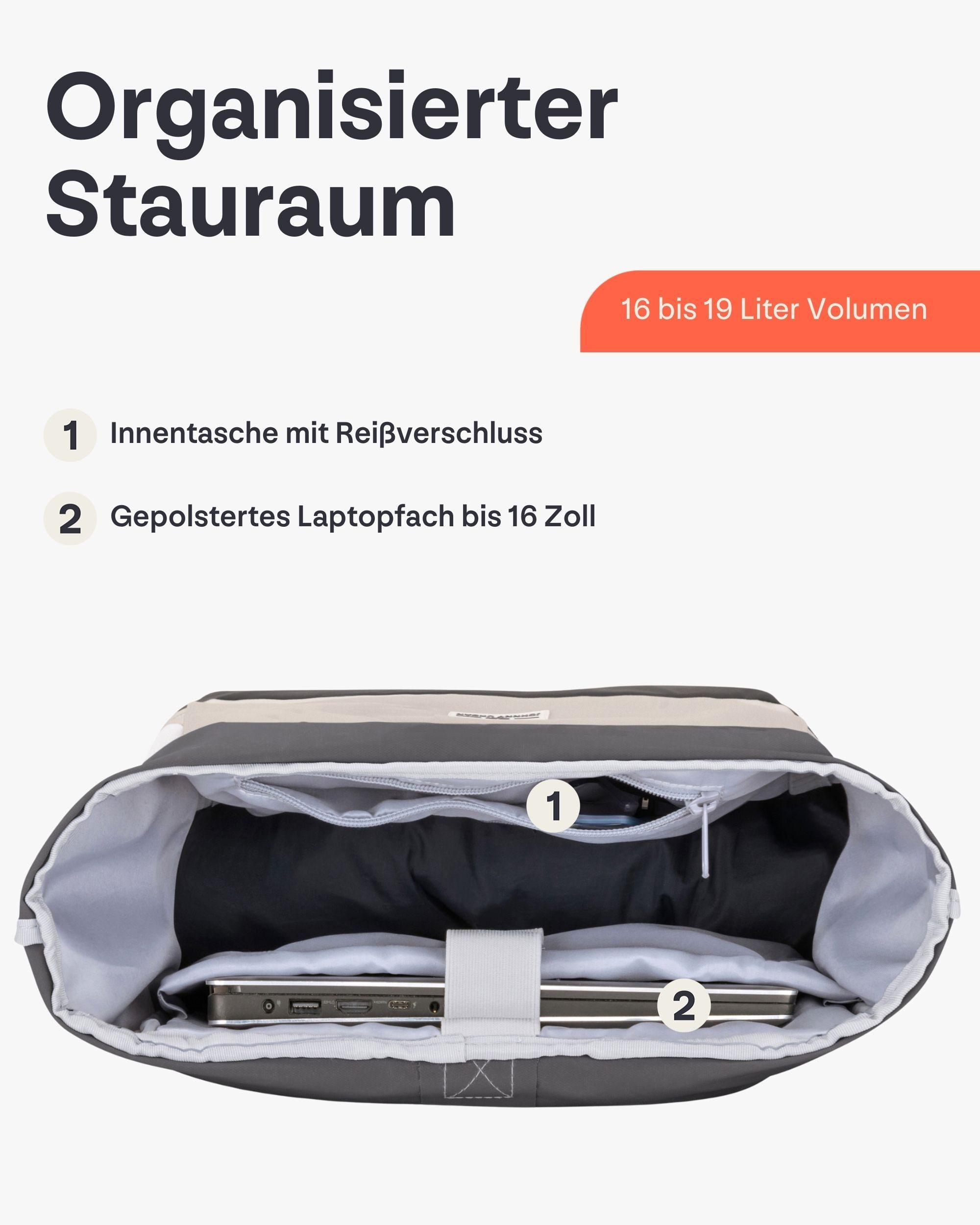 Johnny Urban Cityrucksack Allen Medium Rolltop mit Laptopfach (1-tlg), Wasserabweisend – Bild 5 von 5