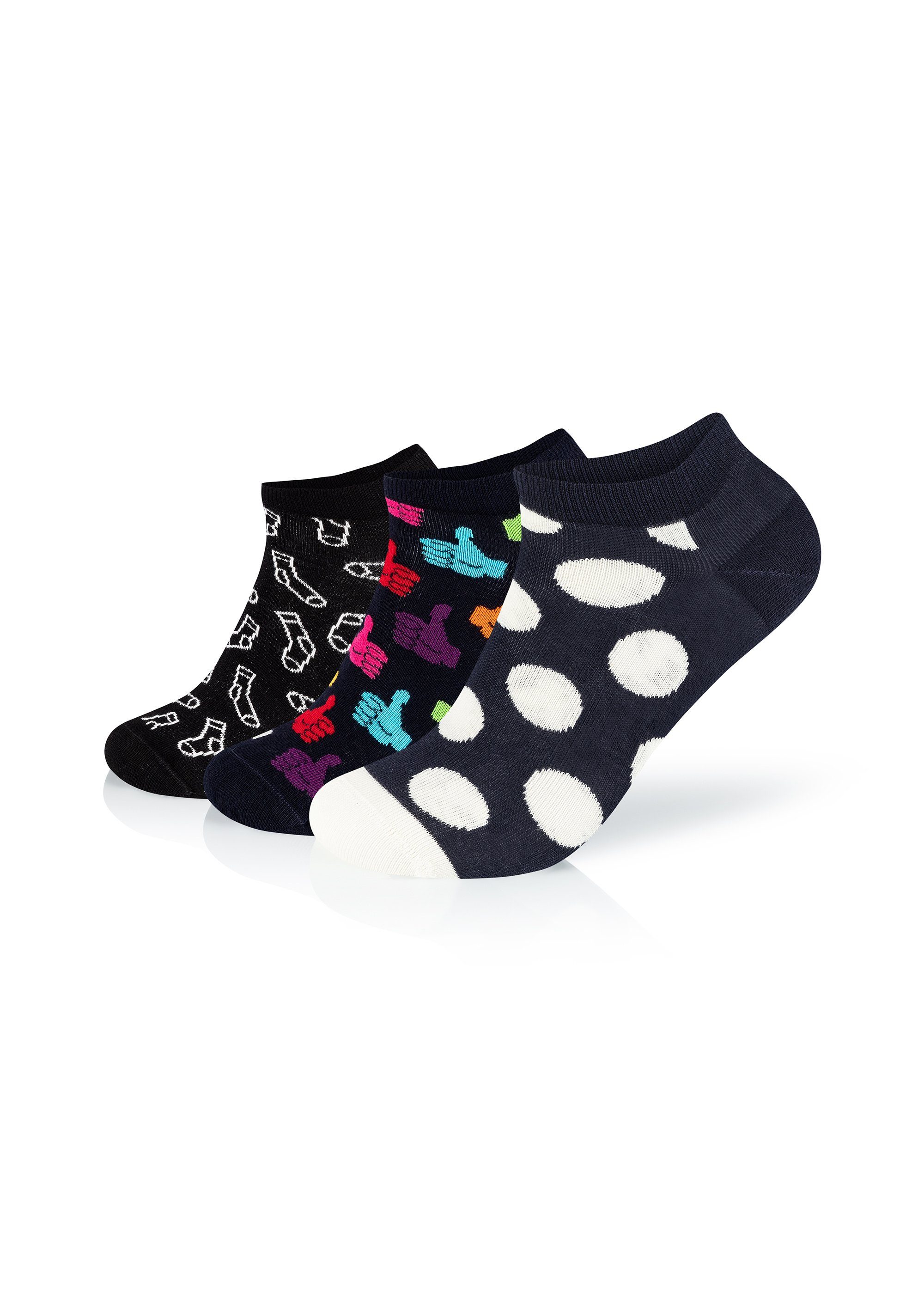 Happy Socks Up-Big Sneakersocken Dot 3-Pack Baumwolle gekämmte Low Thumbs