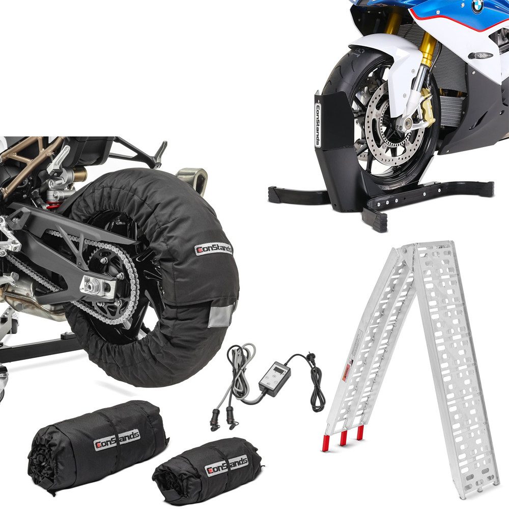 ConStands Motorradheber Set: Reifenwärmer Set Snaefell 30-99°C Digital passend für Vorderrad u
