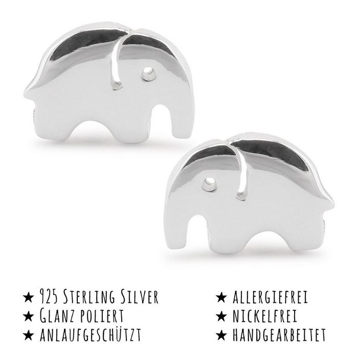 Monkimau Paar Ohrstecker Elefanten Ohrringe 925 Silber Kinder Ohrstecker (Packung) CN11262