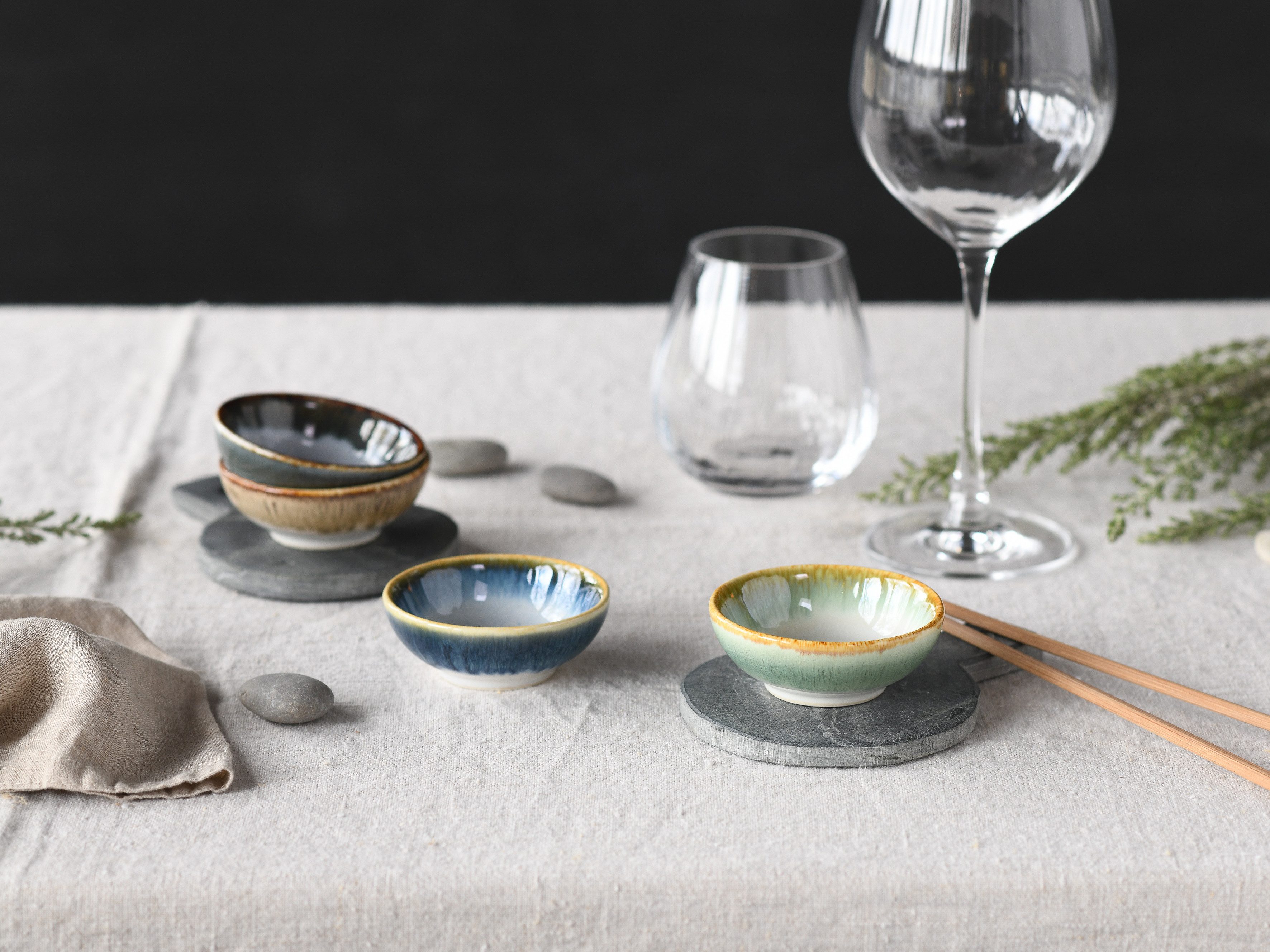 CreaTable Schale Cascade, Sojaschale 4-tlg, Steinzeug, (Set, 4-tlg), Rekativglasur, Healthy Food