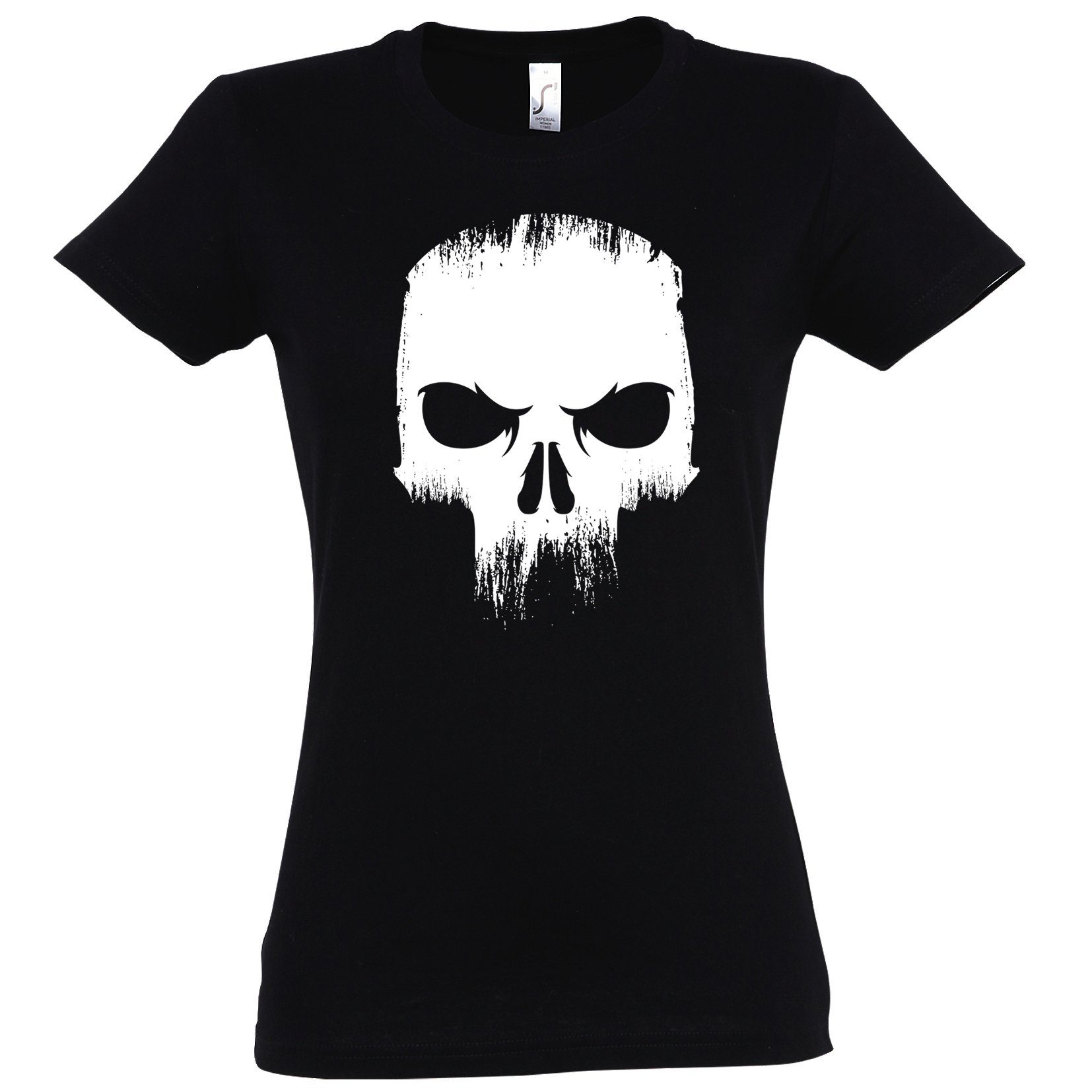 Neverless® Damen T-Shirt Totenkopf Rosen Skull Roses Schädel Slim Fit  schwarz XS : : Fashion