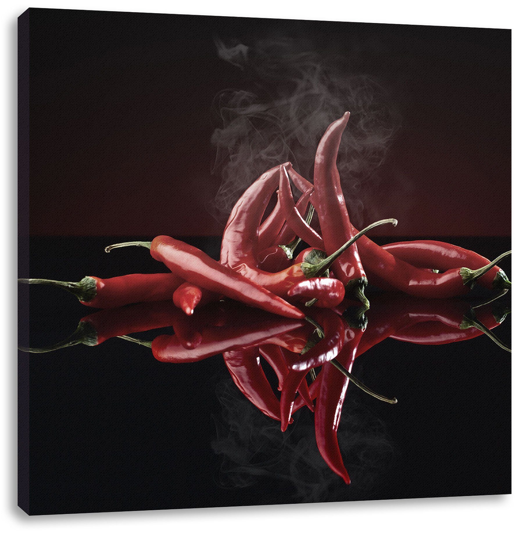 Pixxprint Leinwandbild Feurige rote Chili-Schoten, Feurige rote Chili-Schoten (1 St), Leinwandbild fertig bespannt, inkl. Zackenaufhänger