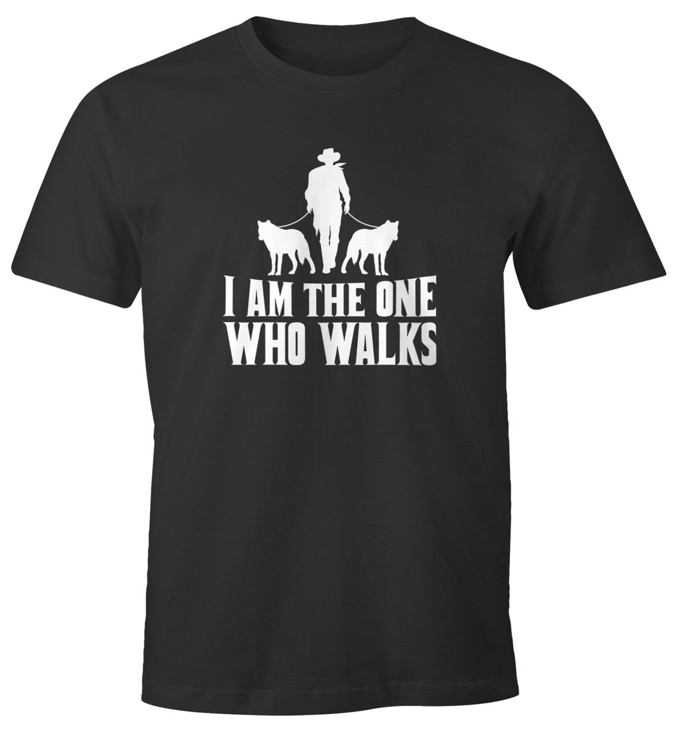 Spruch mit MoonWorks mit Gassi T-Shirt Print Moonworks® Hunde I walks am who one Print-Shirt the Motiv Herren Shirt