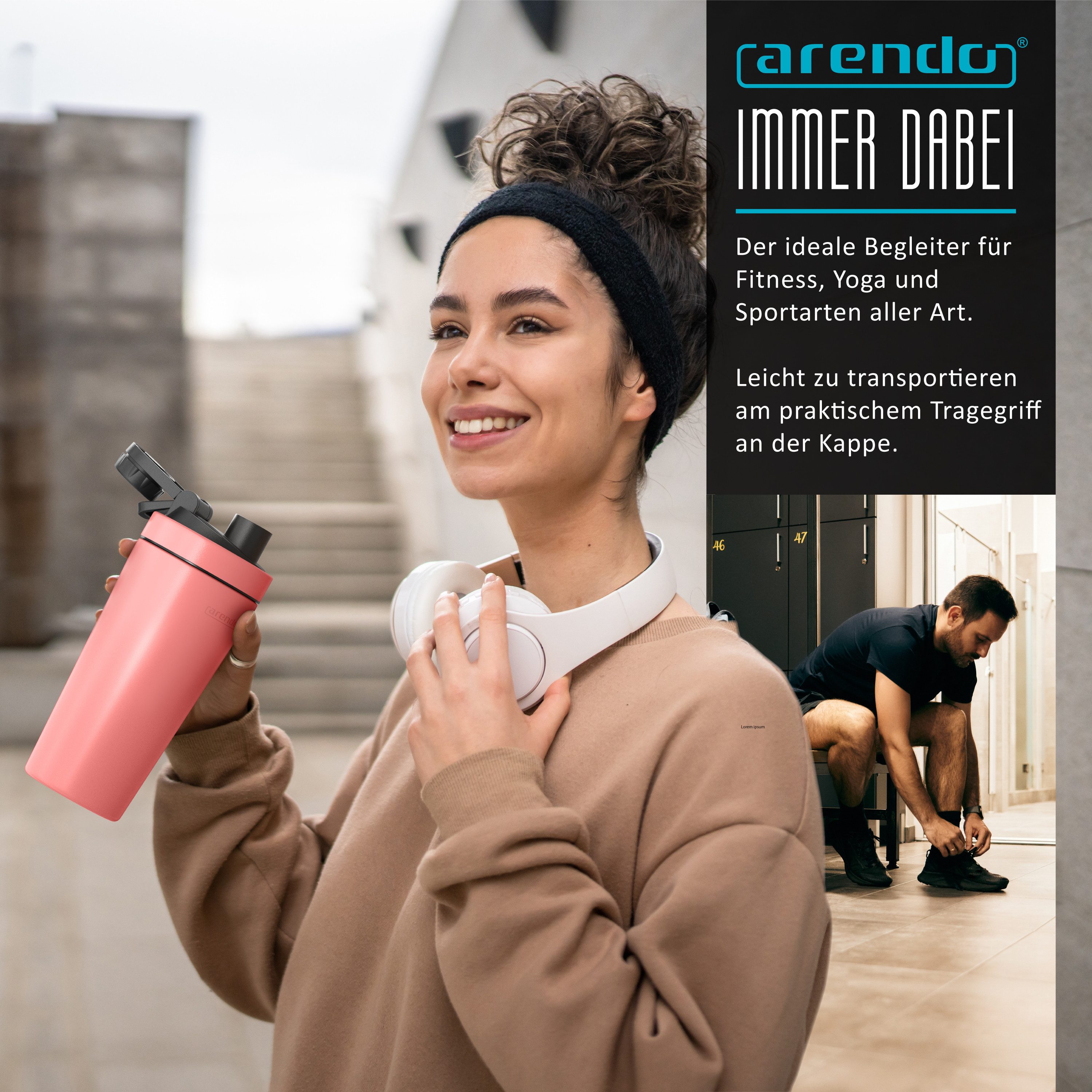 Arendo Protein Shaker Edelstahl Eiweißshaker 750 ml, korall, verschließbar, BPA-frei, Edelstahl, (1-tlg), auslaufsicher, spülmaschinengeeignet, mit Tragegriff u – Bild 4 von 5