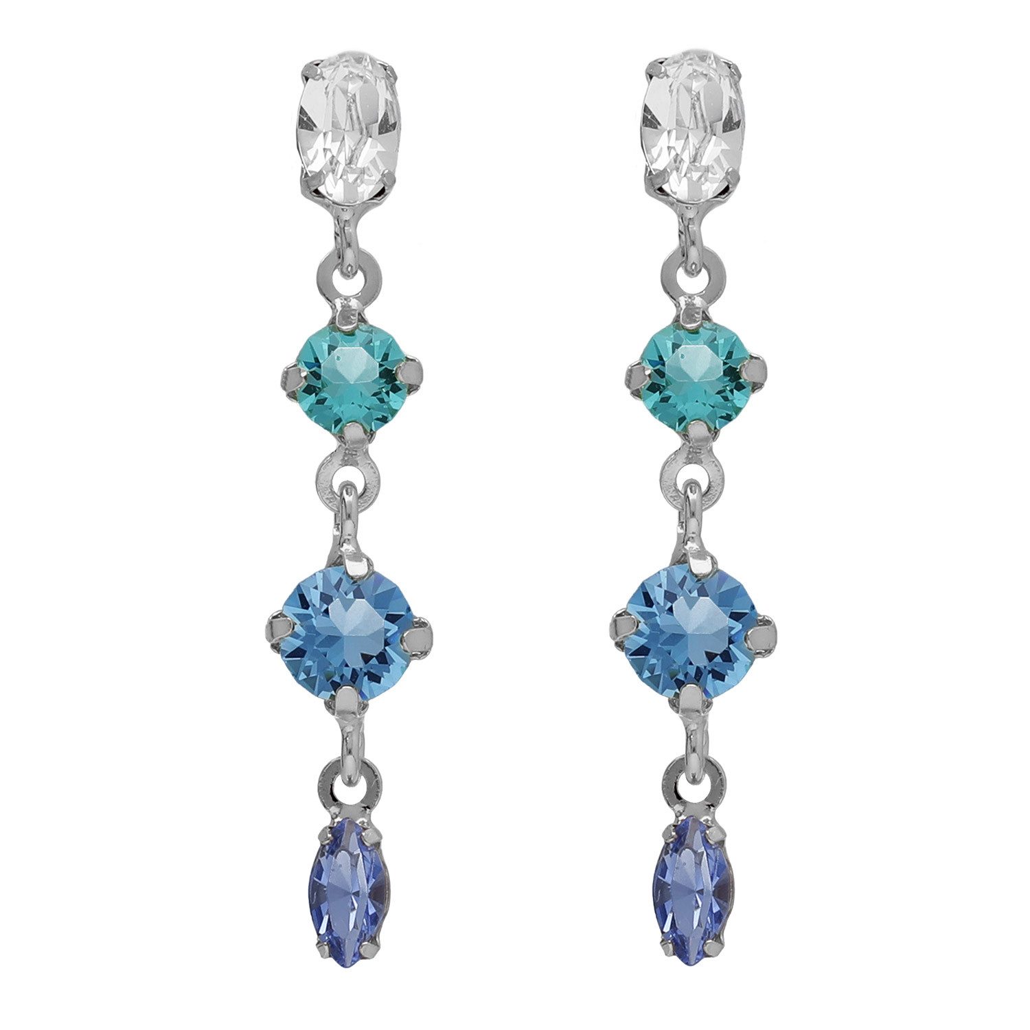 Victoria Cruz Paar Ohrhänger Damen-Lisbon Silber Kaskade Blautöne