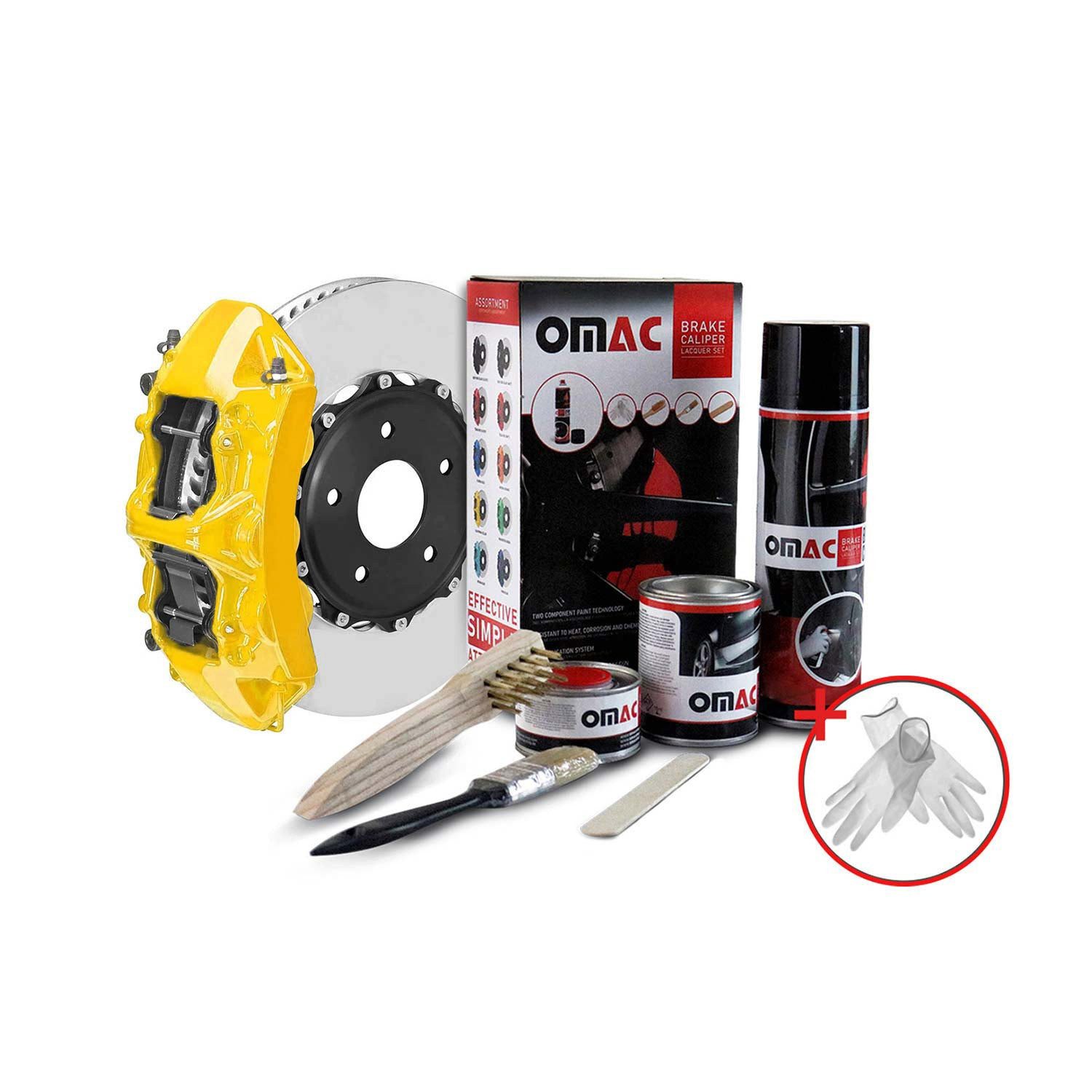 OMAC Sprühfarbe OMAC Bremssattellack California Gelb Auto Lack Set Tuning, Hitzbeständig, Starke Haftung, Einfache DIY-Anwendung