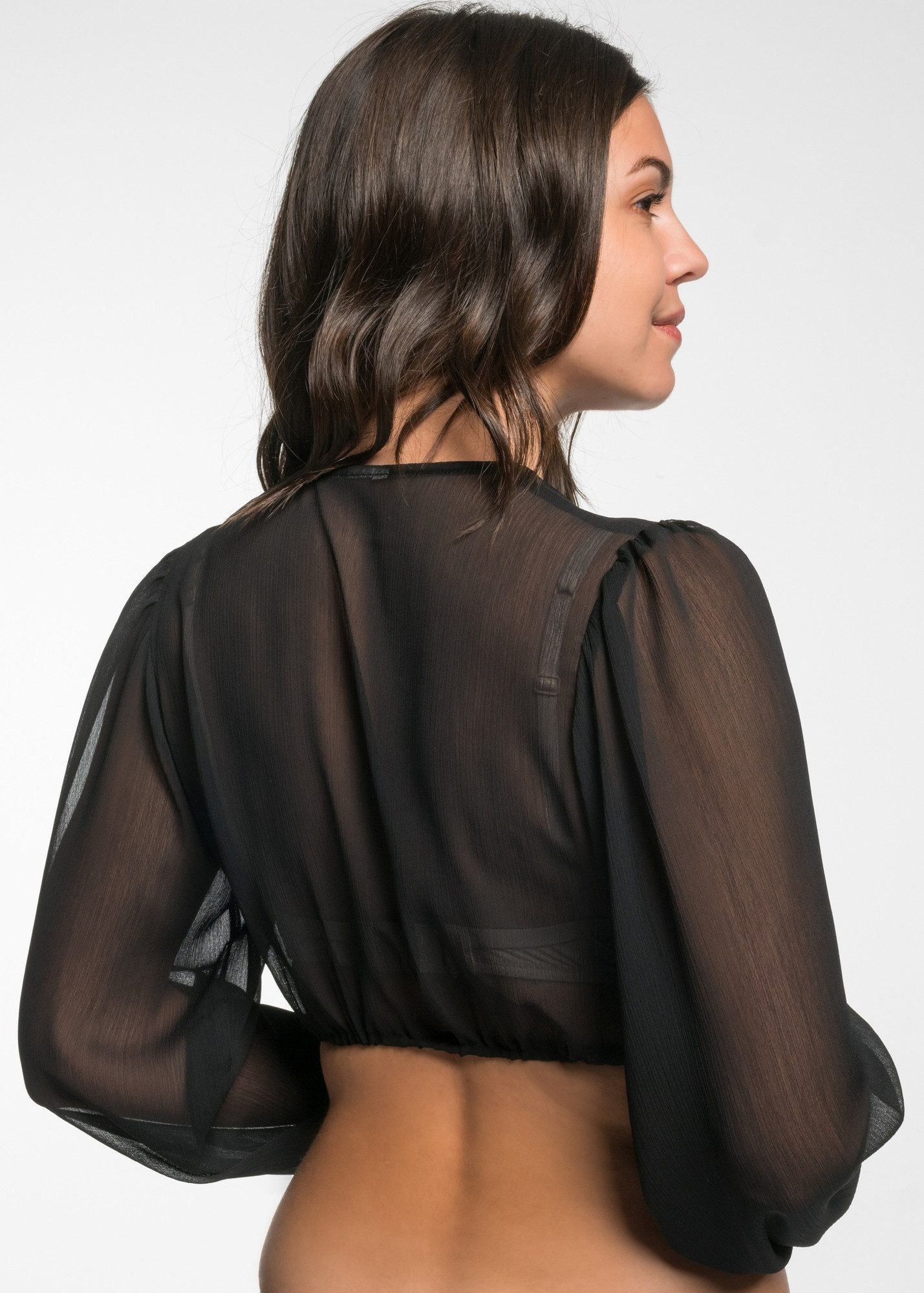 Spieth & Wensky Dirndlbluse Efeu Dirndbluse Dirndlbluse Efeu aus Chiffon V-Ausschnitt Langarm Damen