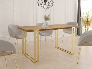WFL GROUP Esstisch Marco Gold, Glamour Ausziehbar Tisch im Loft-Stil mit Metallbeinen