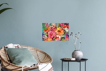 MuchoWow Wandsticker Blumen - Kunst - Malerei - Botanisch (1 St), Wandaufkleber, Wandtattoo, Selbstklebend, Wohnzimmer, Schlafzimmer